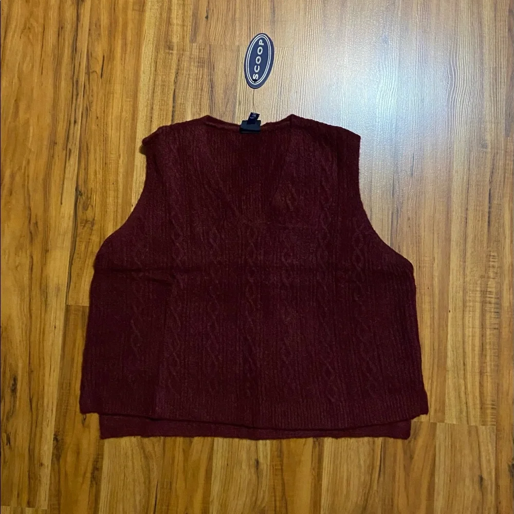 Scoop Women's Sleeveless V-Neck Cable Knit Cropped Sweater Vest Size XXL - Picture 9 of 11